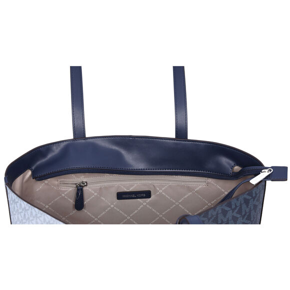 Michael Kors Jet Set Travel Medium Top Zip Tote Navy Multi MK Signature - Picture 4 of 4